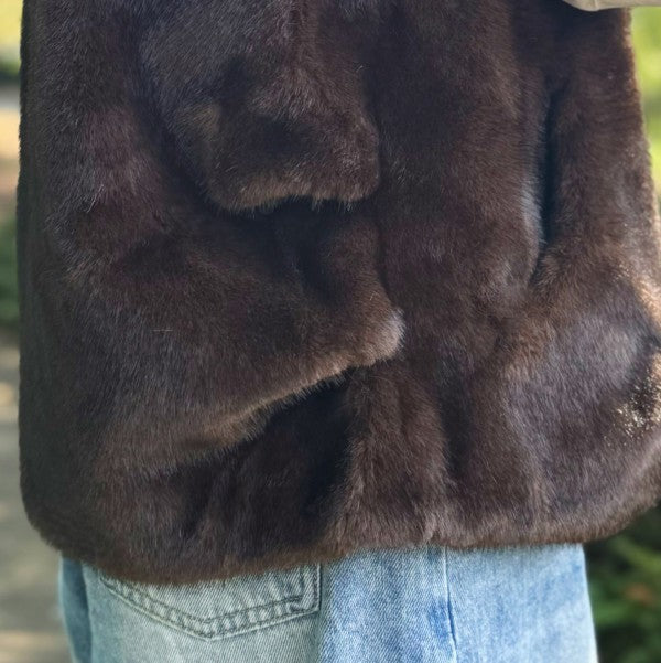 Real Feel Faux Mink Hooded Vest