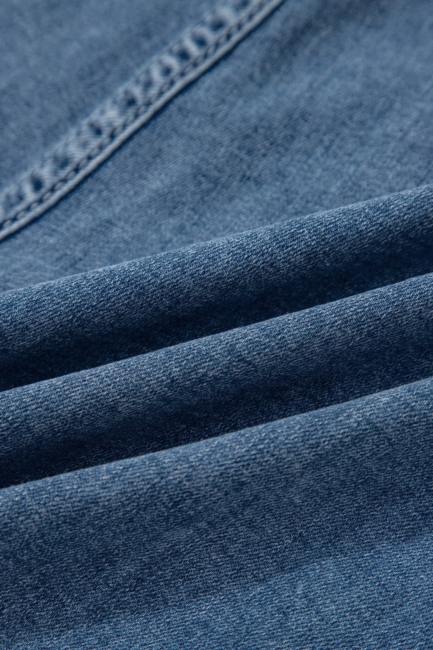 Dusk Blue Flap Pockets Denim Shorts