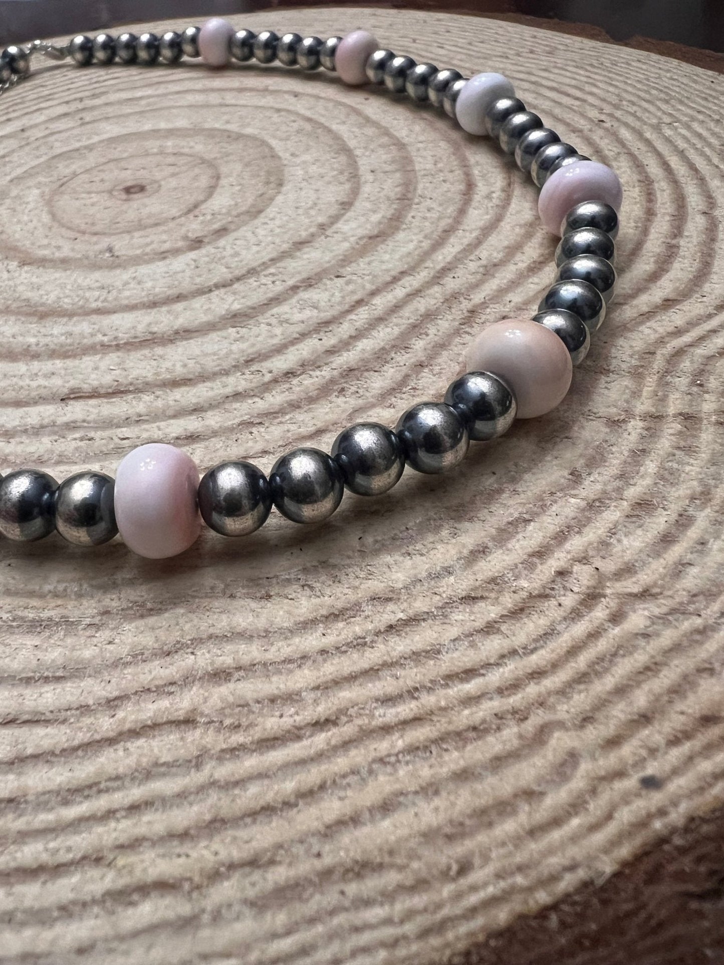 8mm Sterling Pearl and pink conch - 20 inch