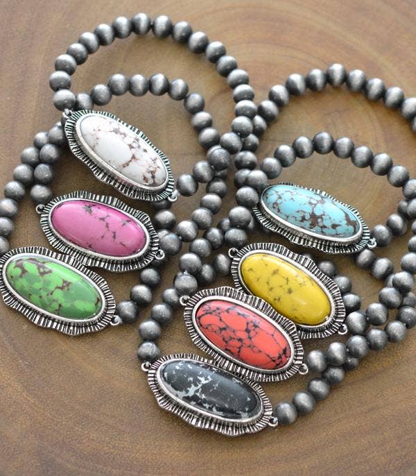 Semi Stone Navajo Pearl Bracelet: Green