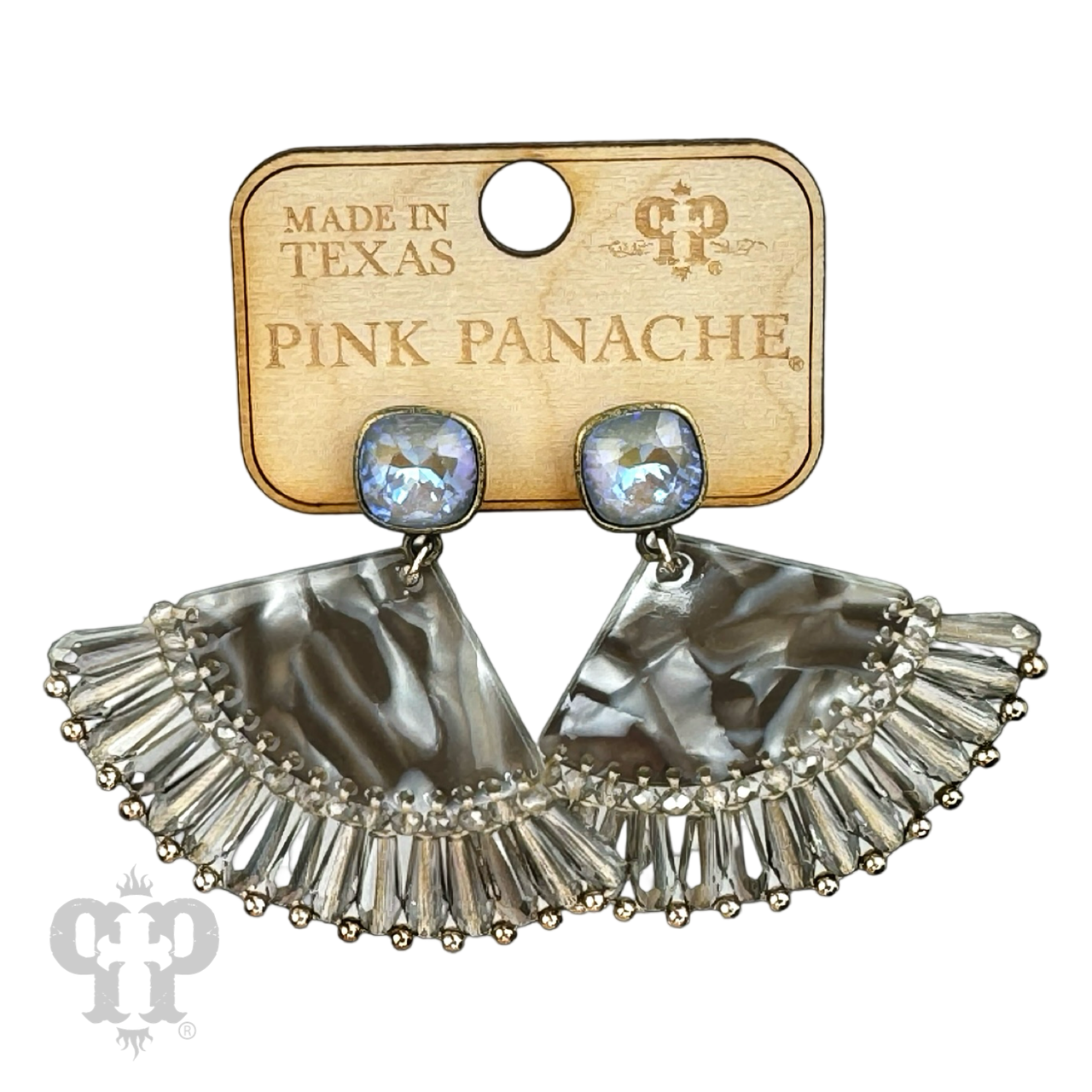 Acrylic fan earring with Austrian crystal