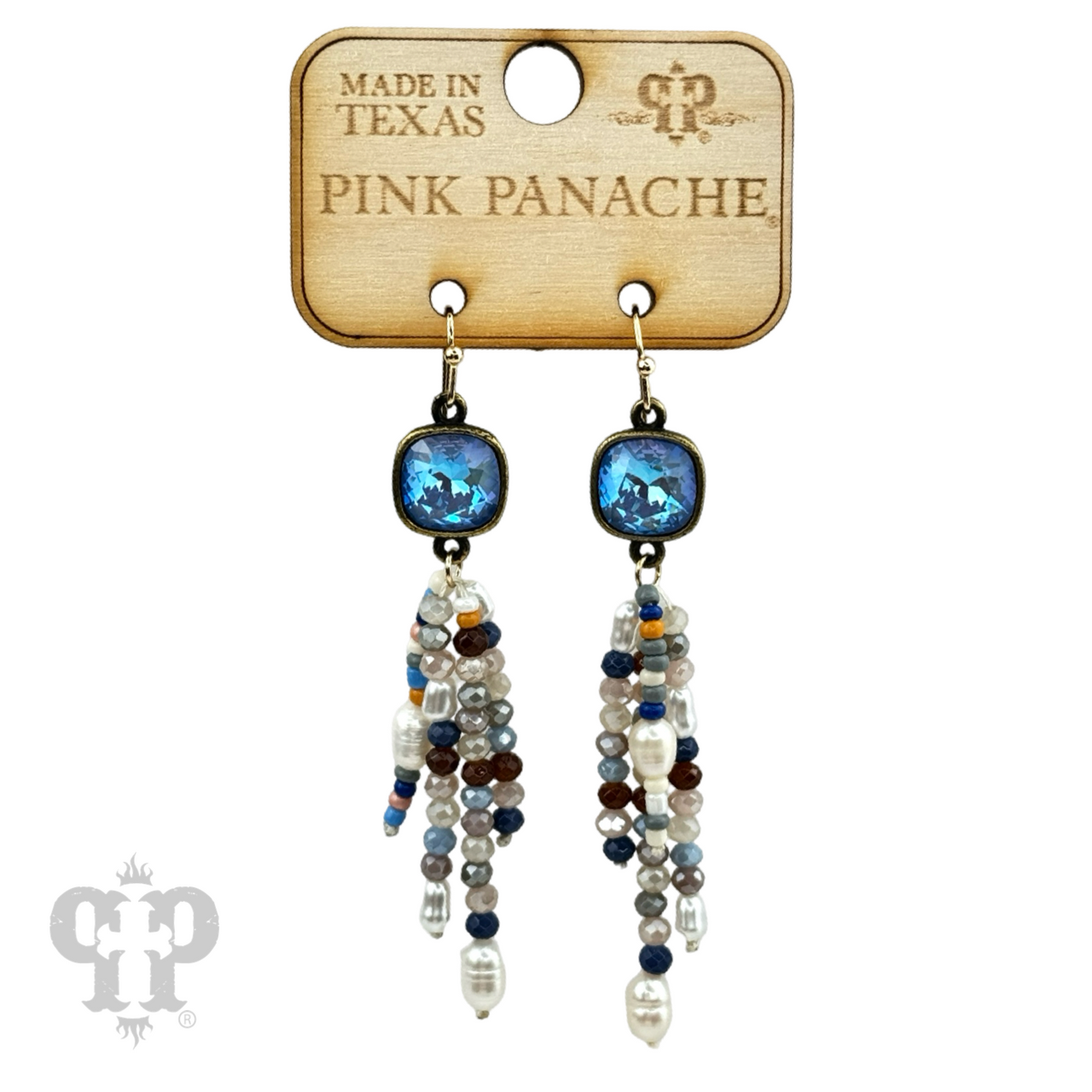 Bead fringe earring, Austrian crystal