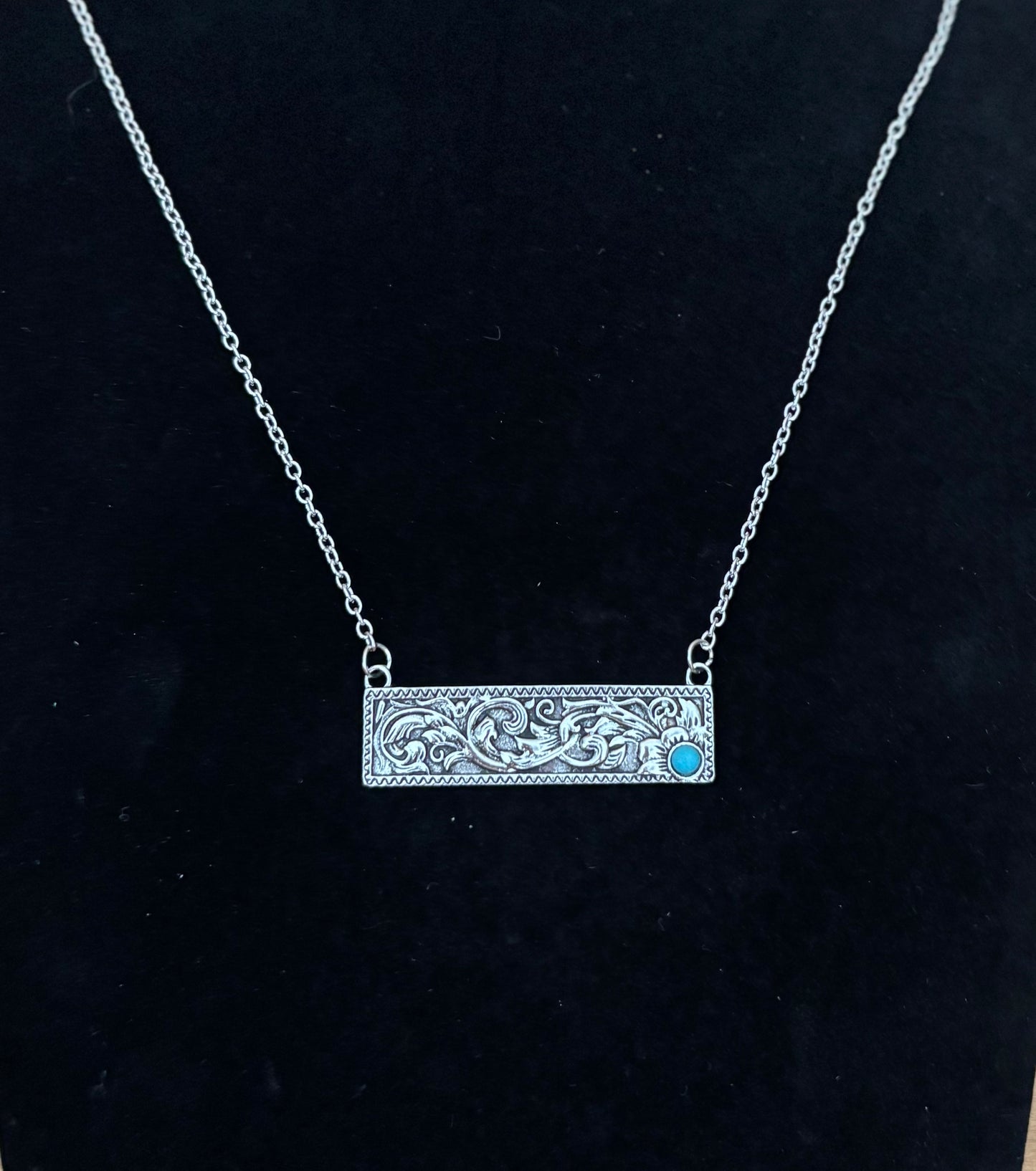 Bar Necklace large with Turquoise stone