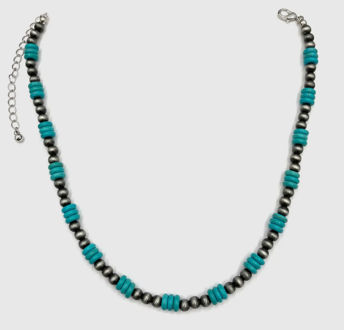 Turquoise and silver beads
