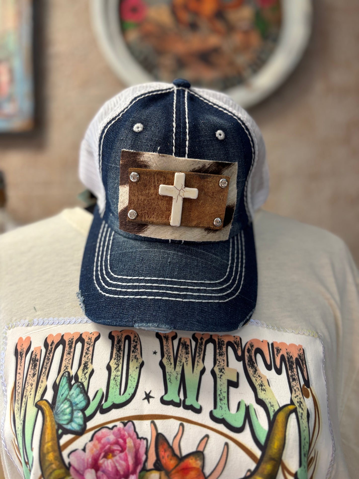 Denim white cross