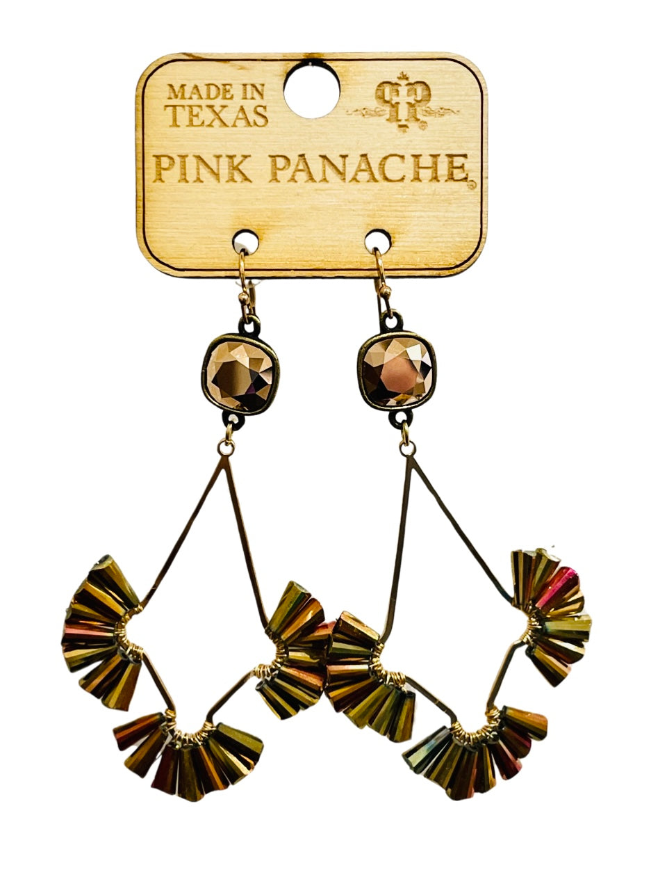 Teardrop earring with fluted beads and Austrian crystal