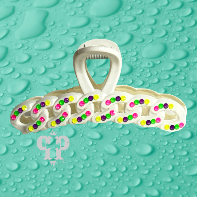 Scalloped rhinestone hair claw