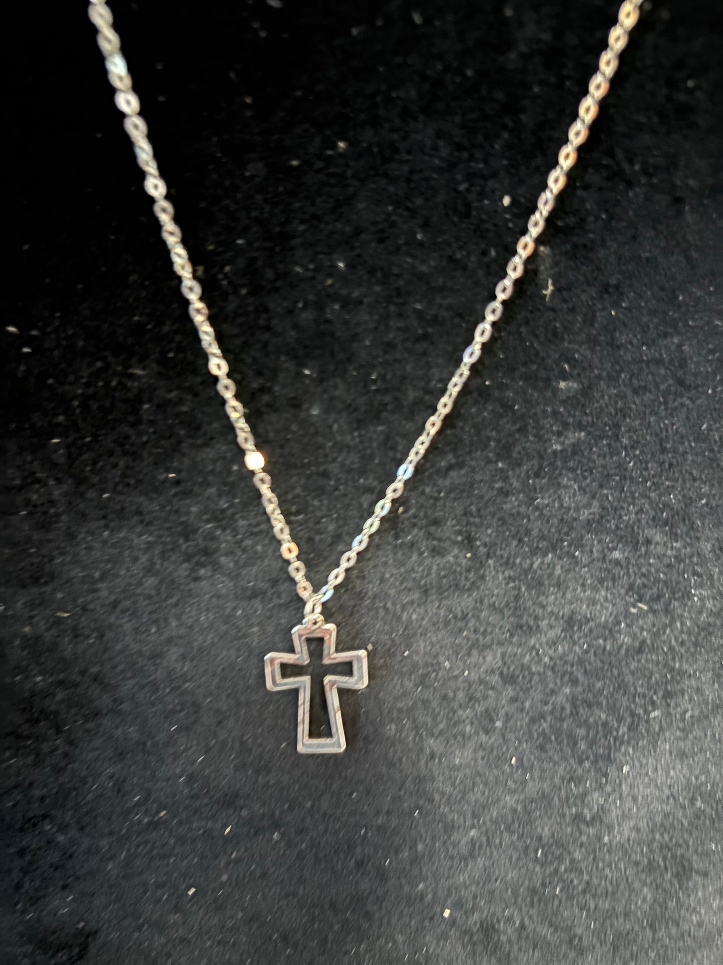 Silver cross with earrings