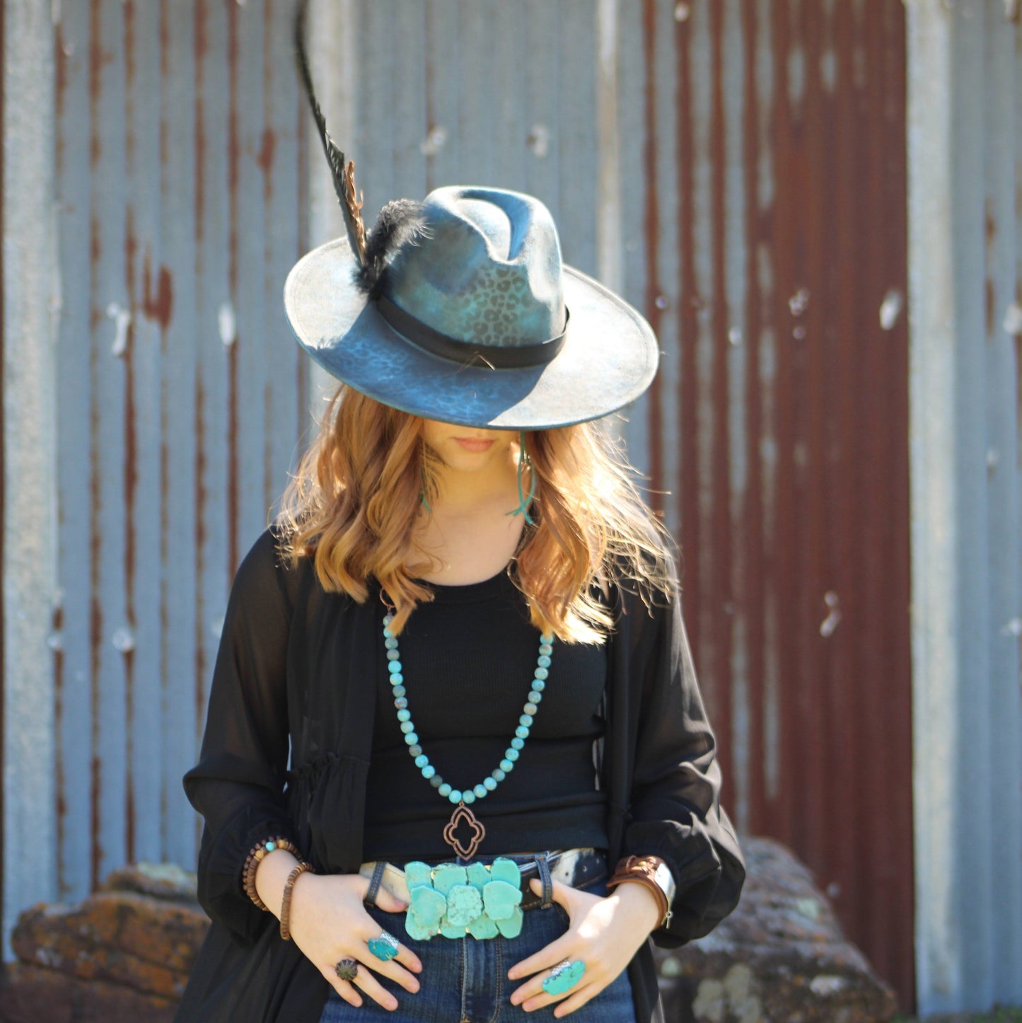 Blue Regalite Chunky Statement Ring 012k