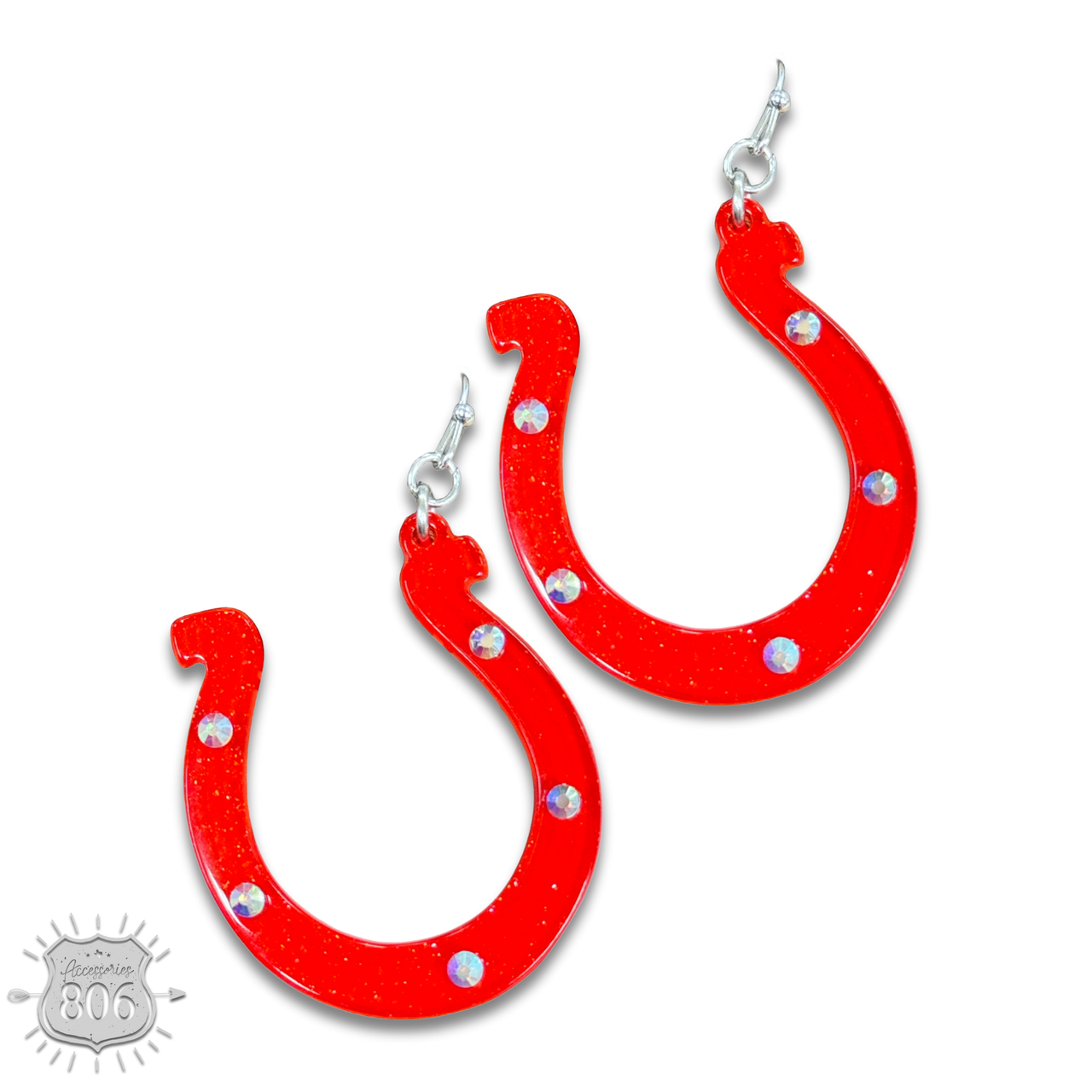 Red horseshoe earring