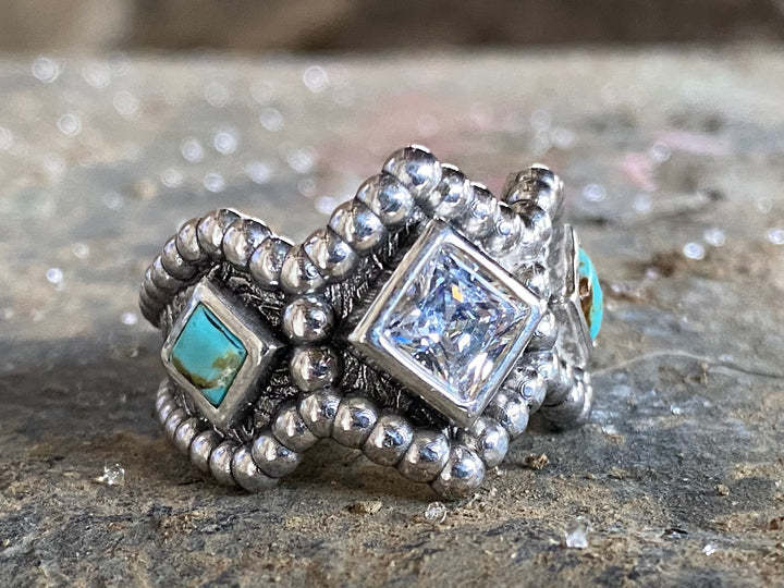 Archaism Sier Turquoise Fashion Female Engagement Ring