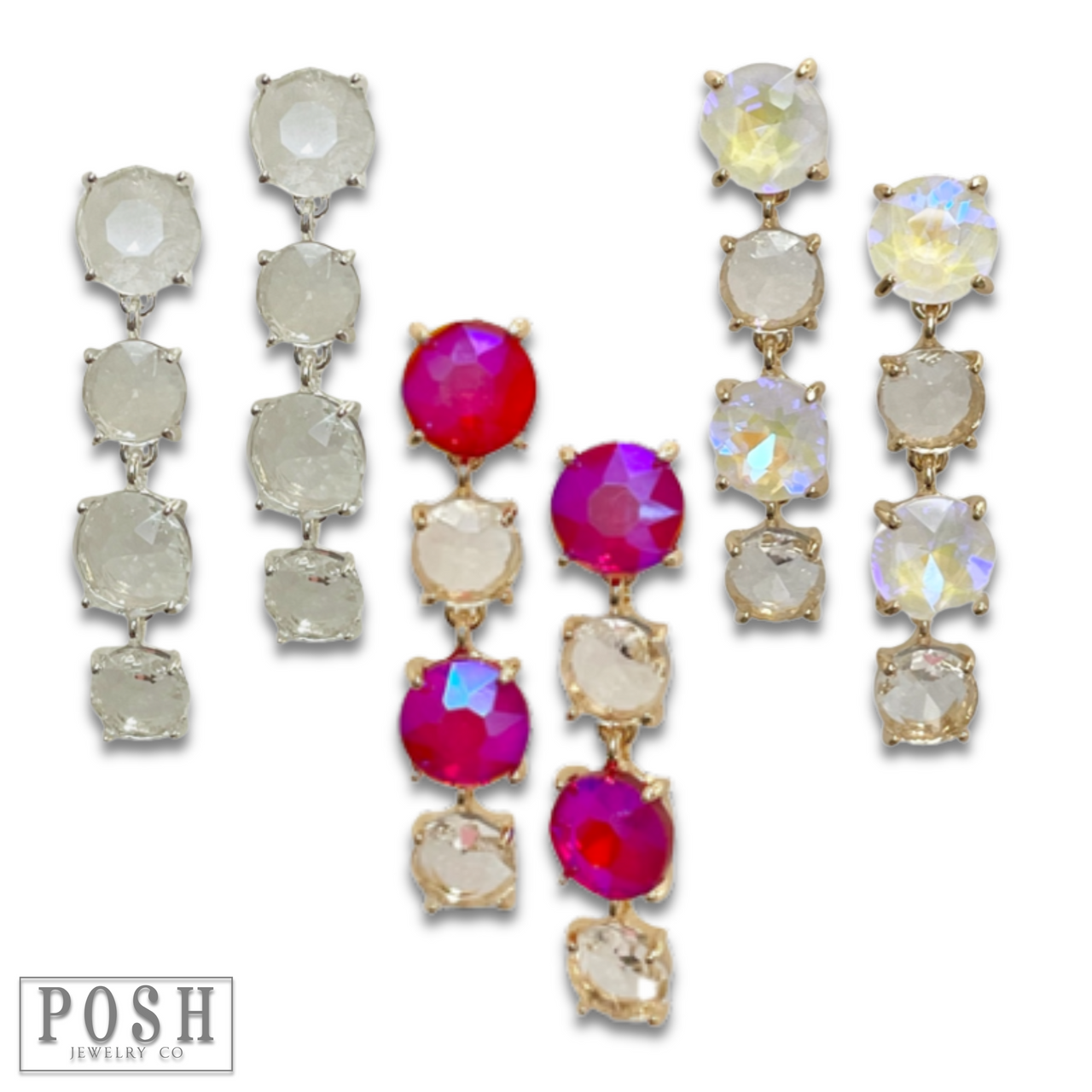 Round rhinestone drop earring