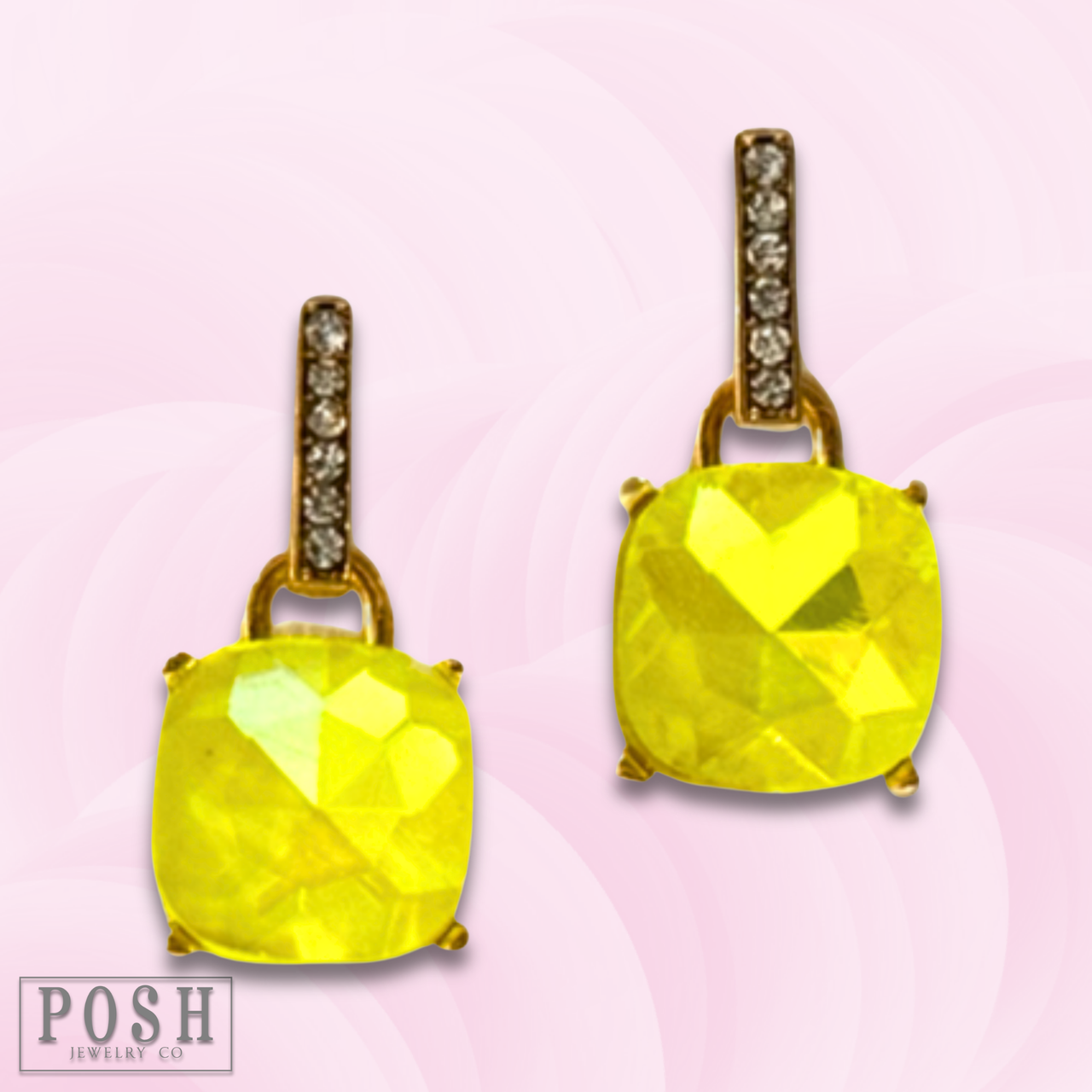 Neon yellow rhinestone post earring