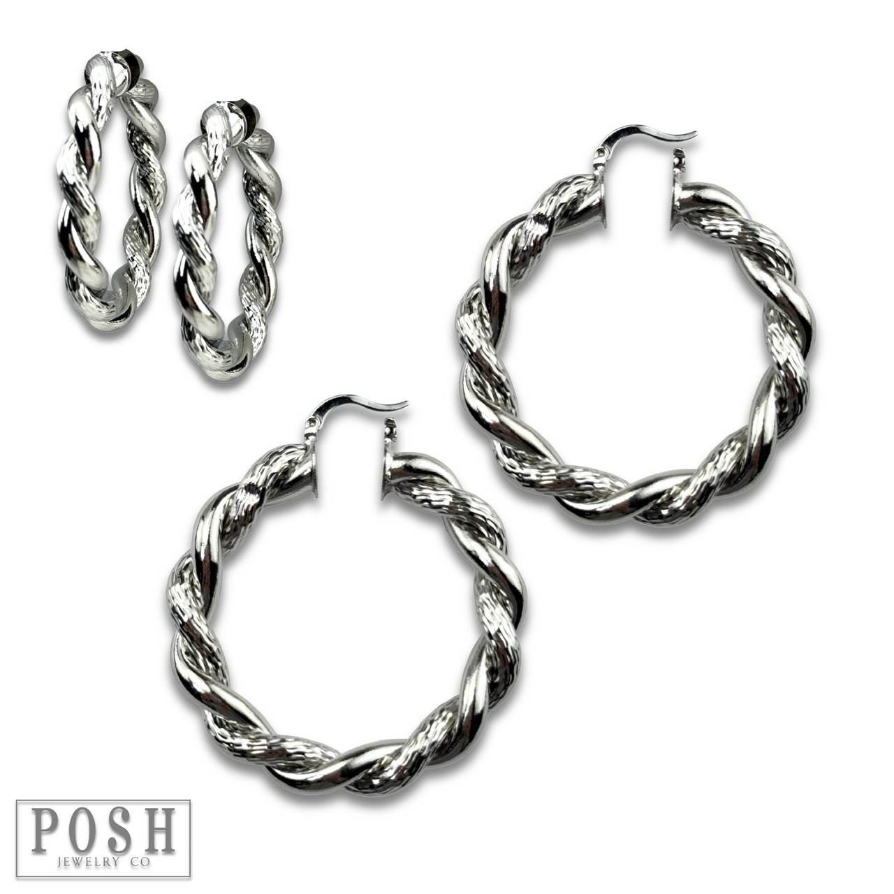 Twisted metal hoop earring