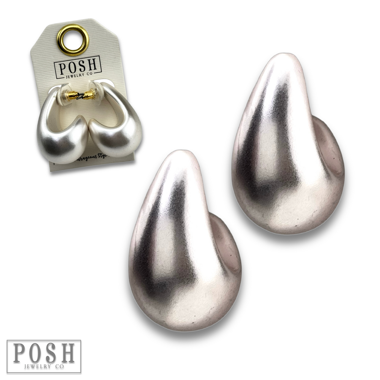 Matte finish raindrop post earring