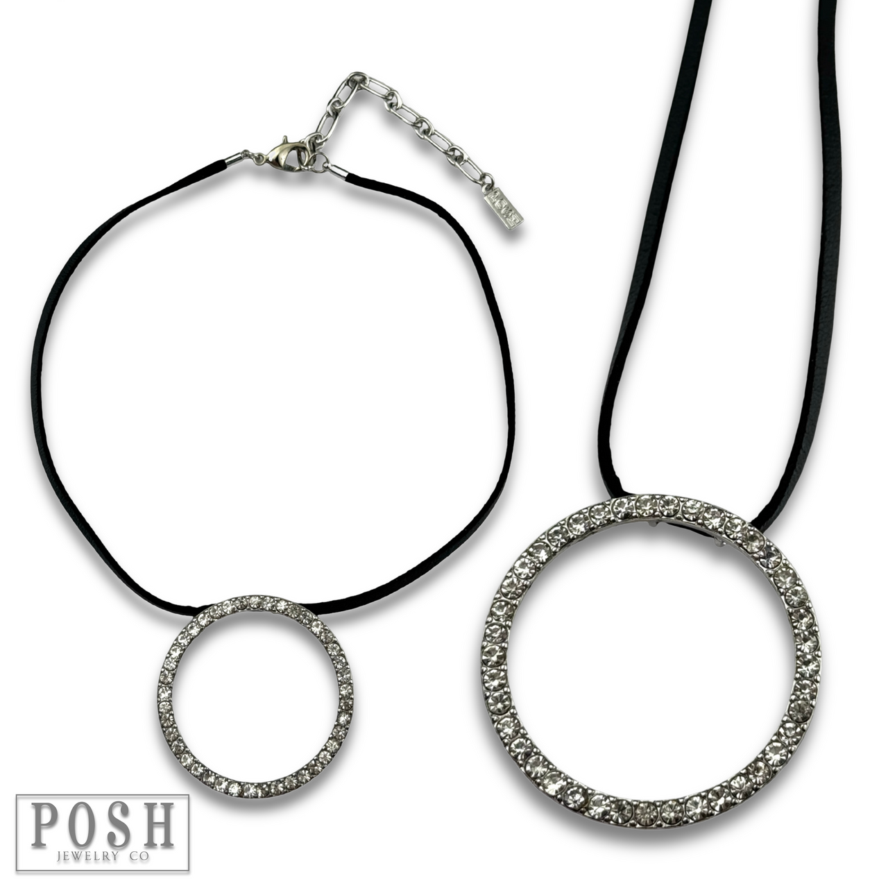 Round rhinestone pendant necklace