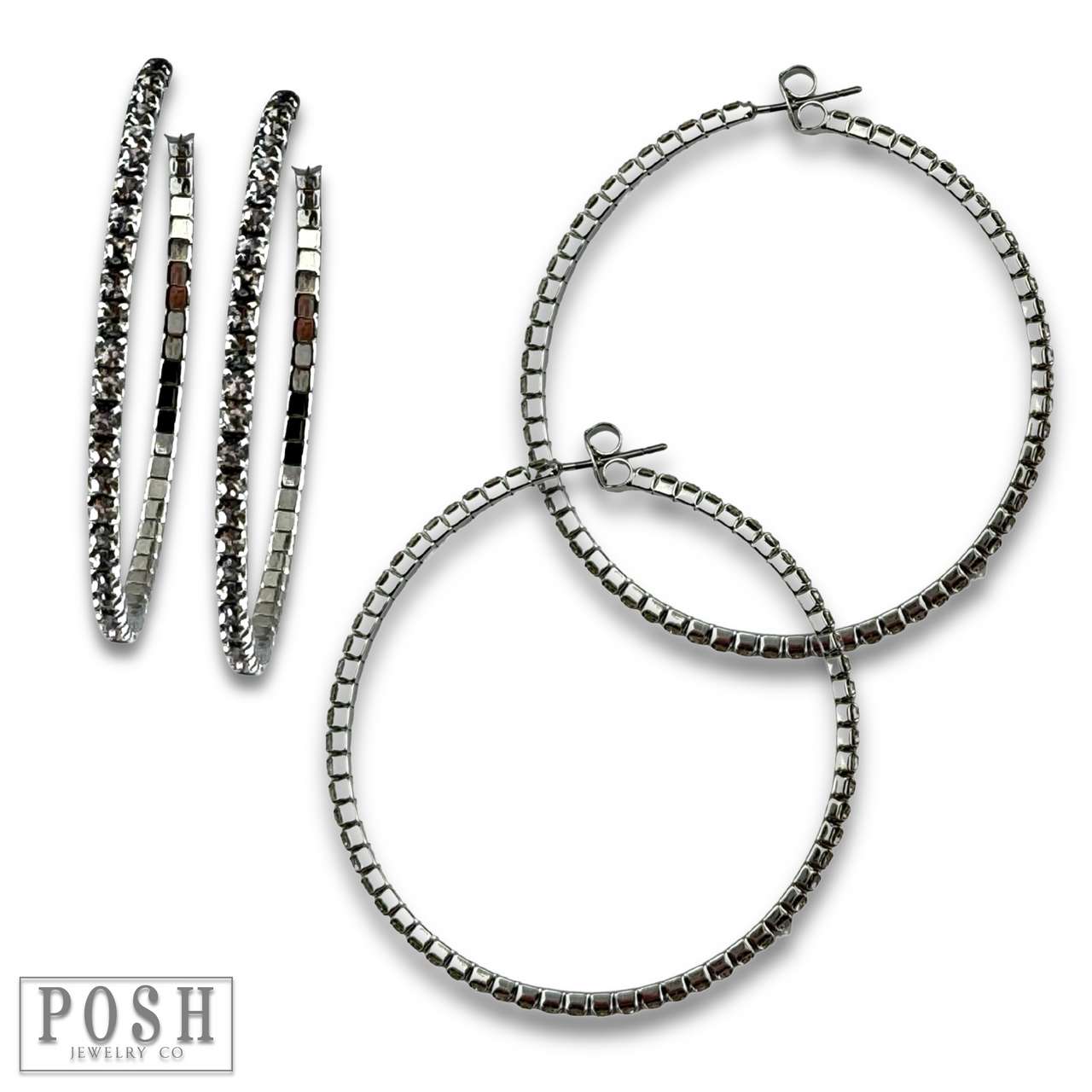 Flexible rhinestone hoop earring set