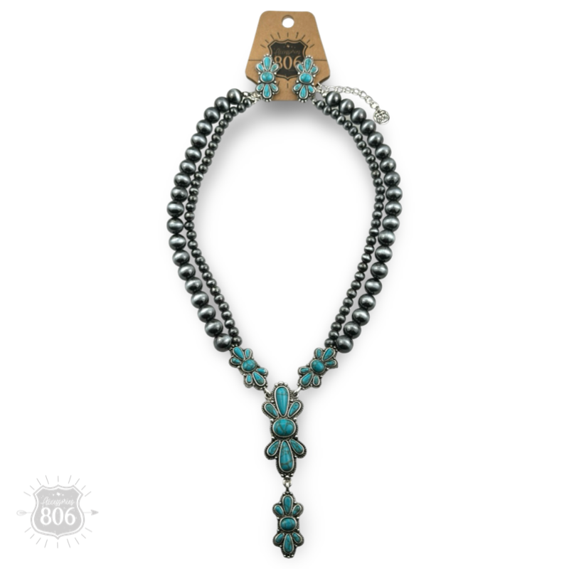 Western style burnished butterfly Y necklace set