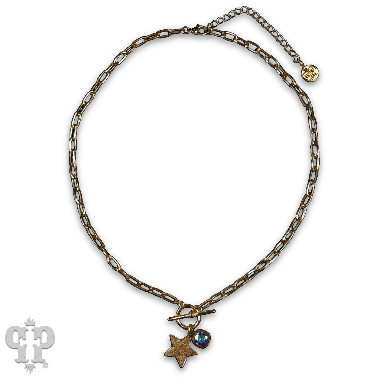 Gold star necklace with Austrian crystal