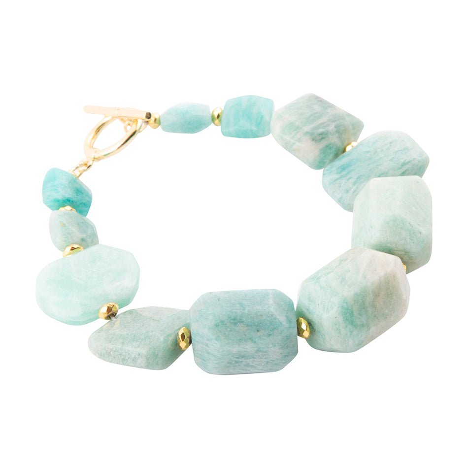 Chunky Green Amazonite Golden Toggle Bracelet