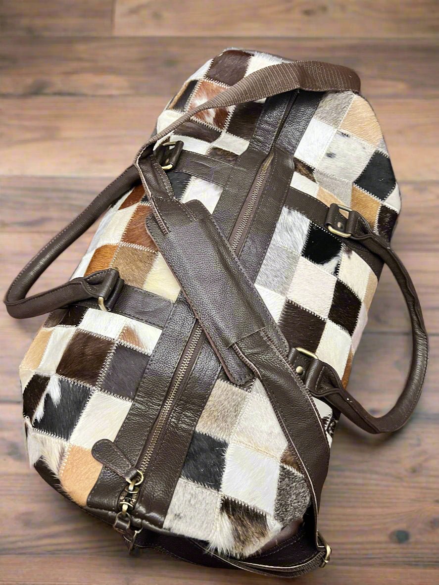 Cowhide Patch Duffle Bag