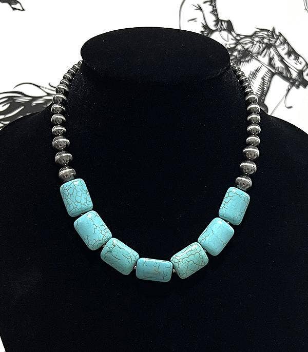 Turquoise Semi Stone Navajo Necklace: Turquoise