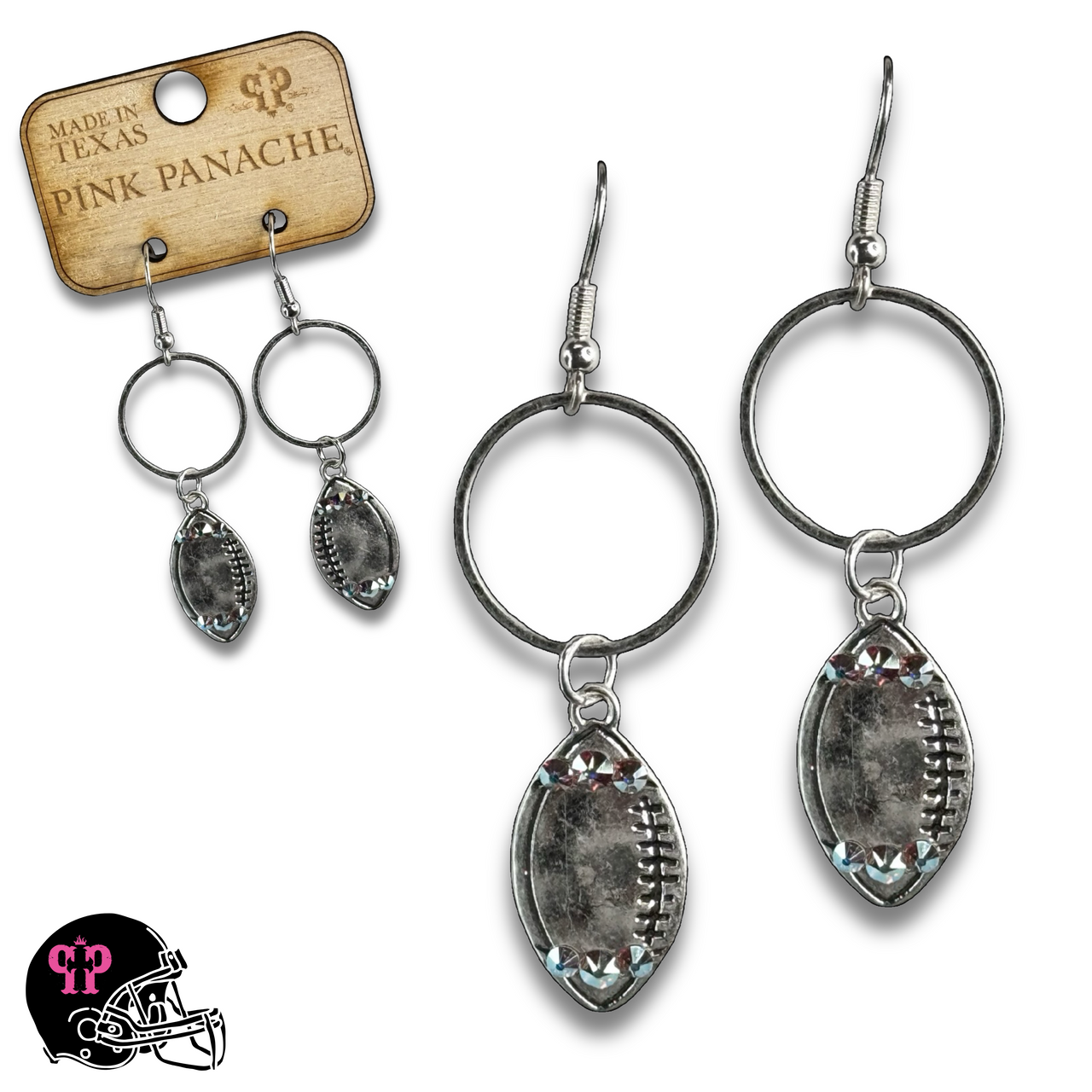 Football earring with Austrian crystals