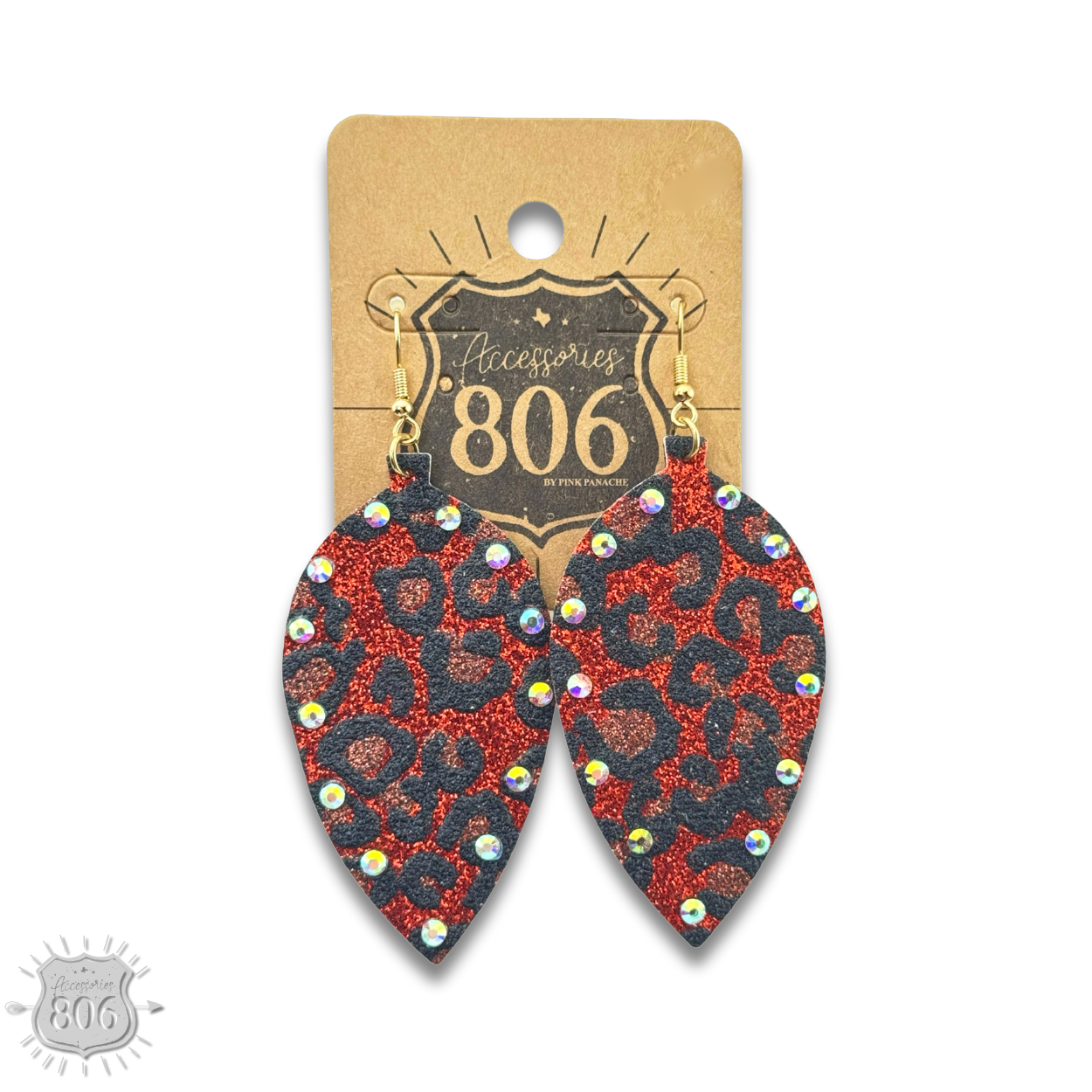 Petal shaped earring with rhinestones
