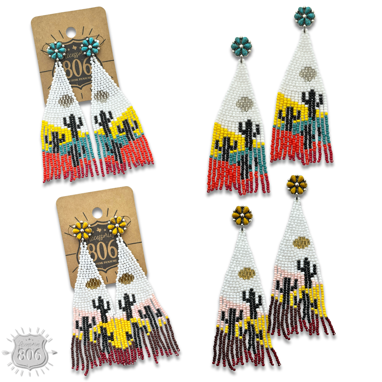 Beaded cactus scene earring