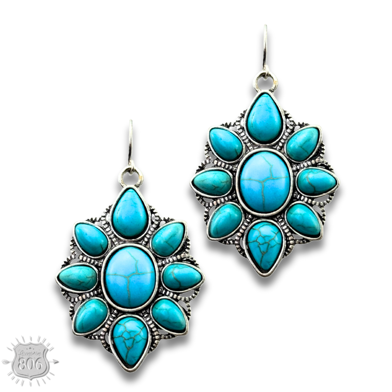 Decorative stone flower earring