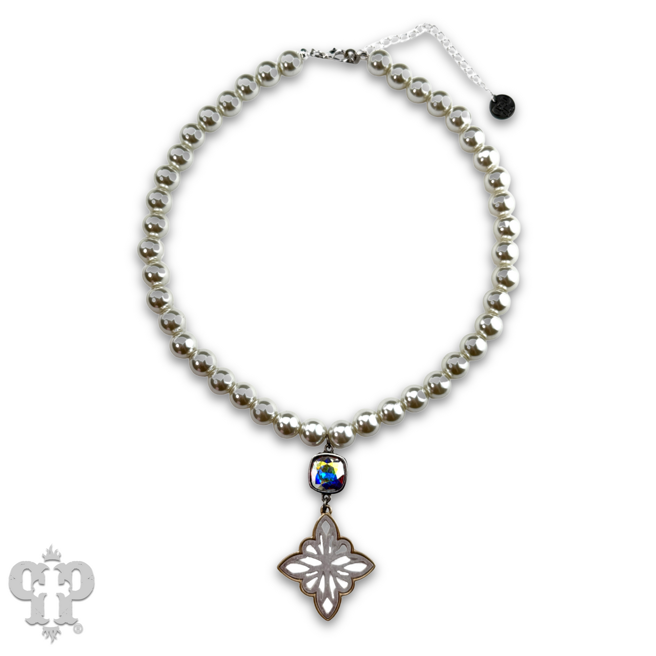 Silver bead star pendant necklace with Austrian crystal