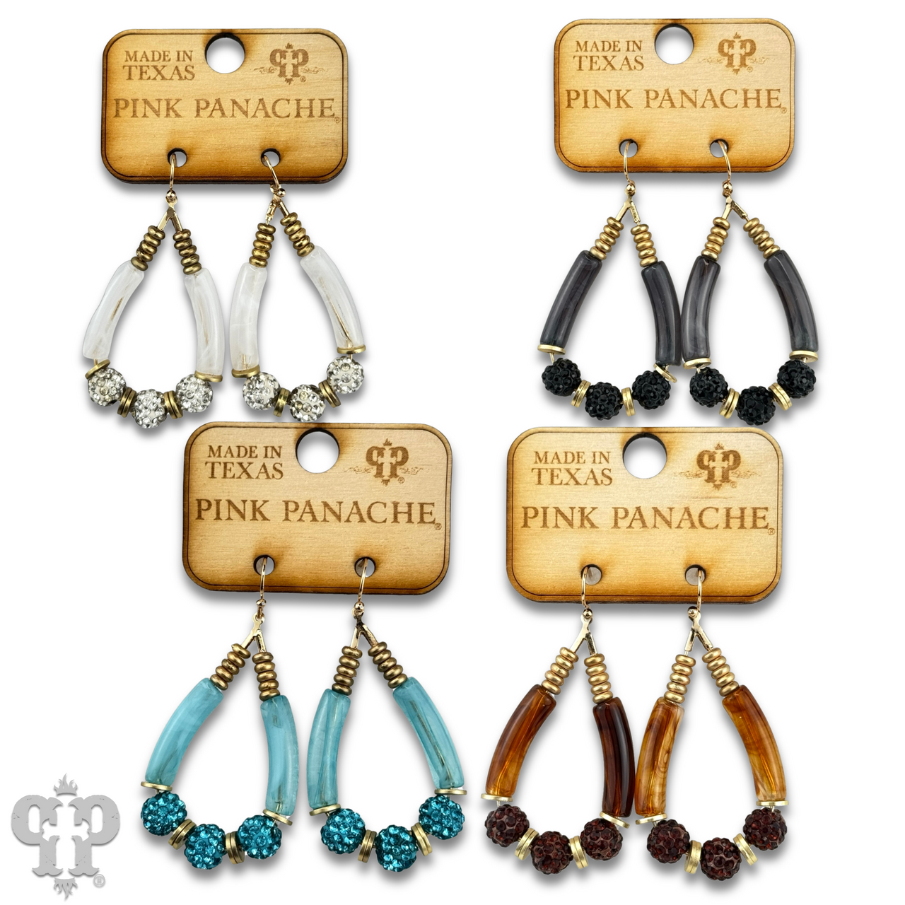 Bamboo tube and pave rhinestone earring