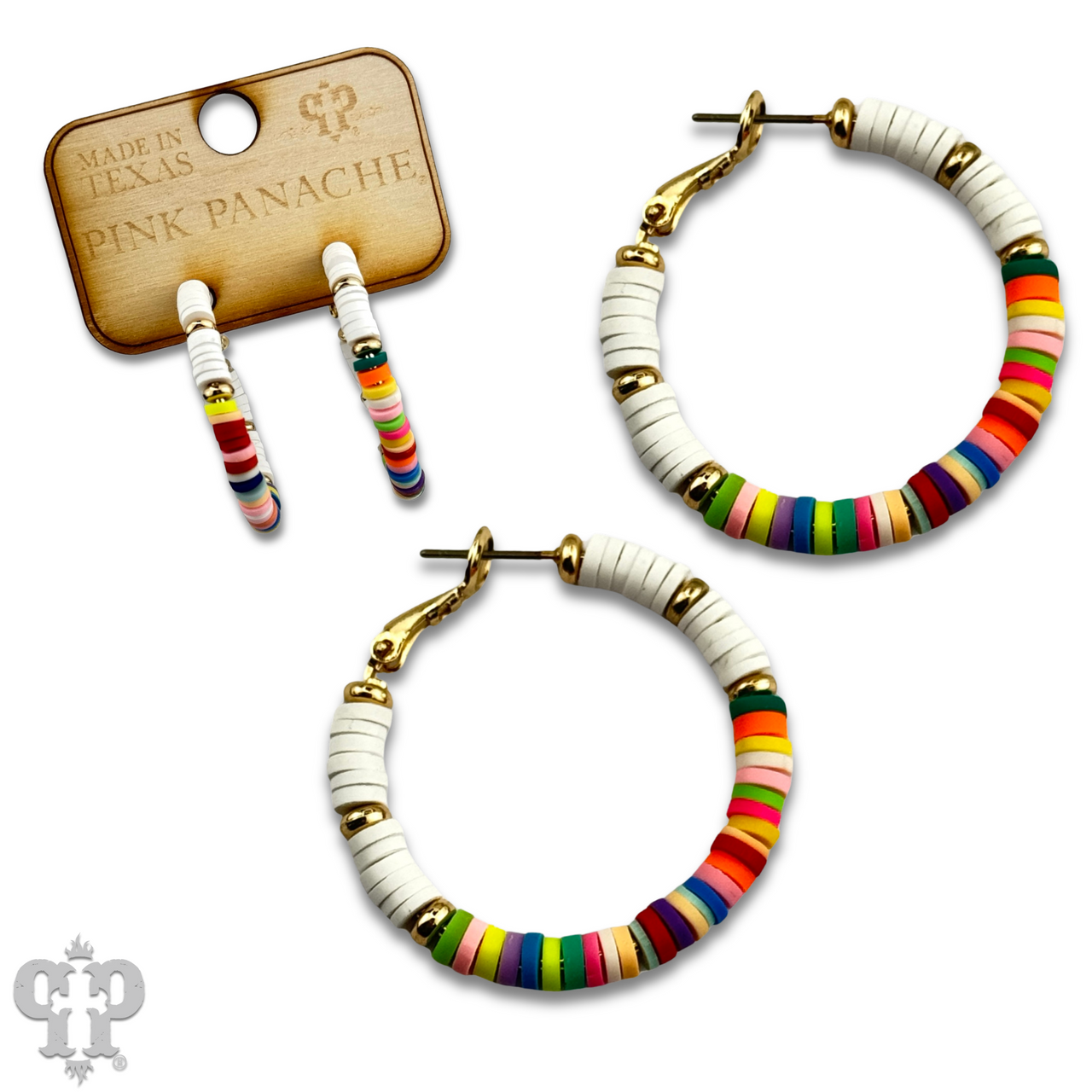 Rubber disc bead hoop earring