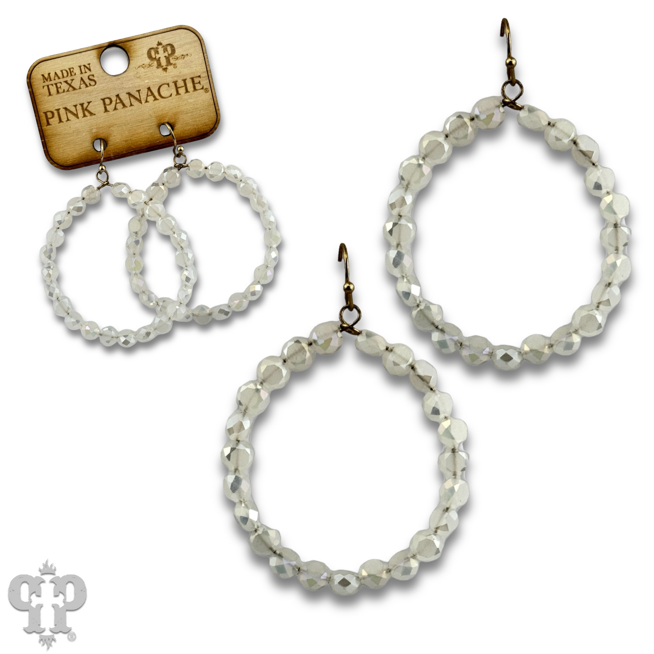 Faceted coin bead circle earring