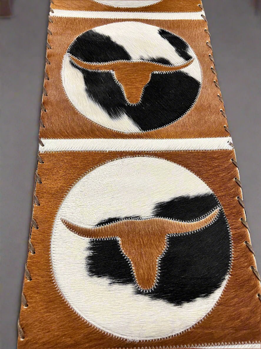 Longhorn Cowhide Table Runner with Fringe