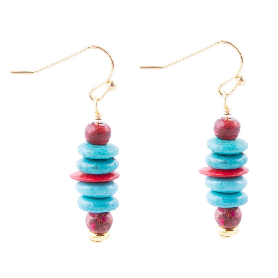 Mija Turquoise and Magenta Stack Earrings