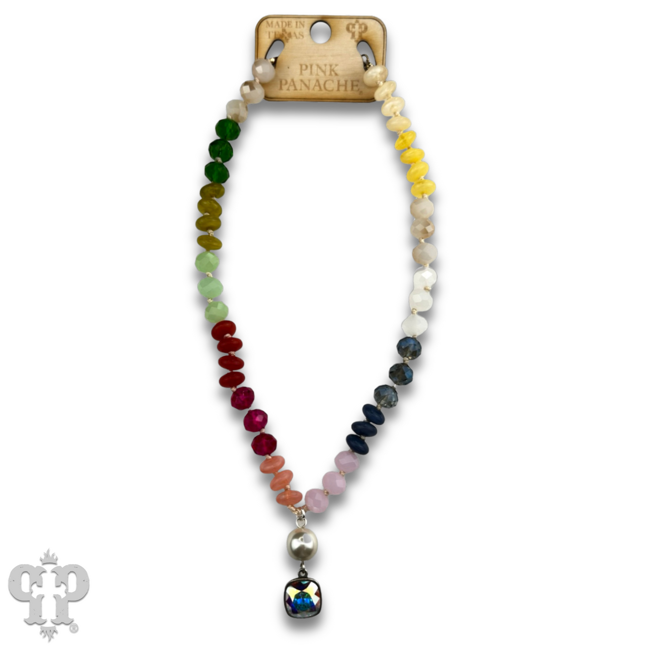 Stone and faceted bead neckace with Austrian crystal