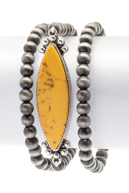 Navajo Turquoise Stone Stretch Beaded Bracelet Stack