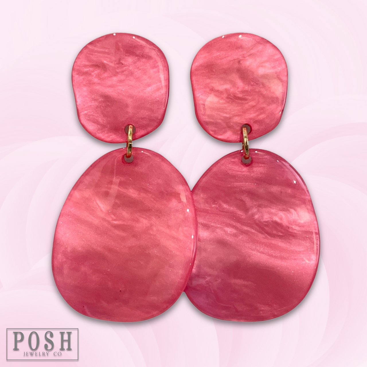 Fuchsia acrylic double oval earring