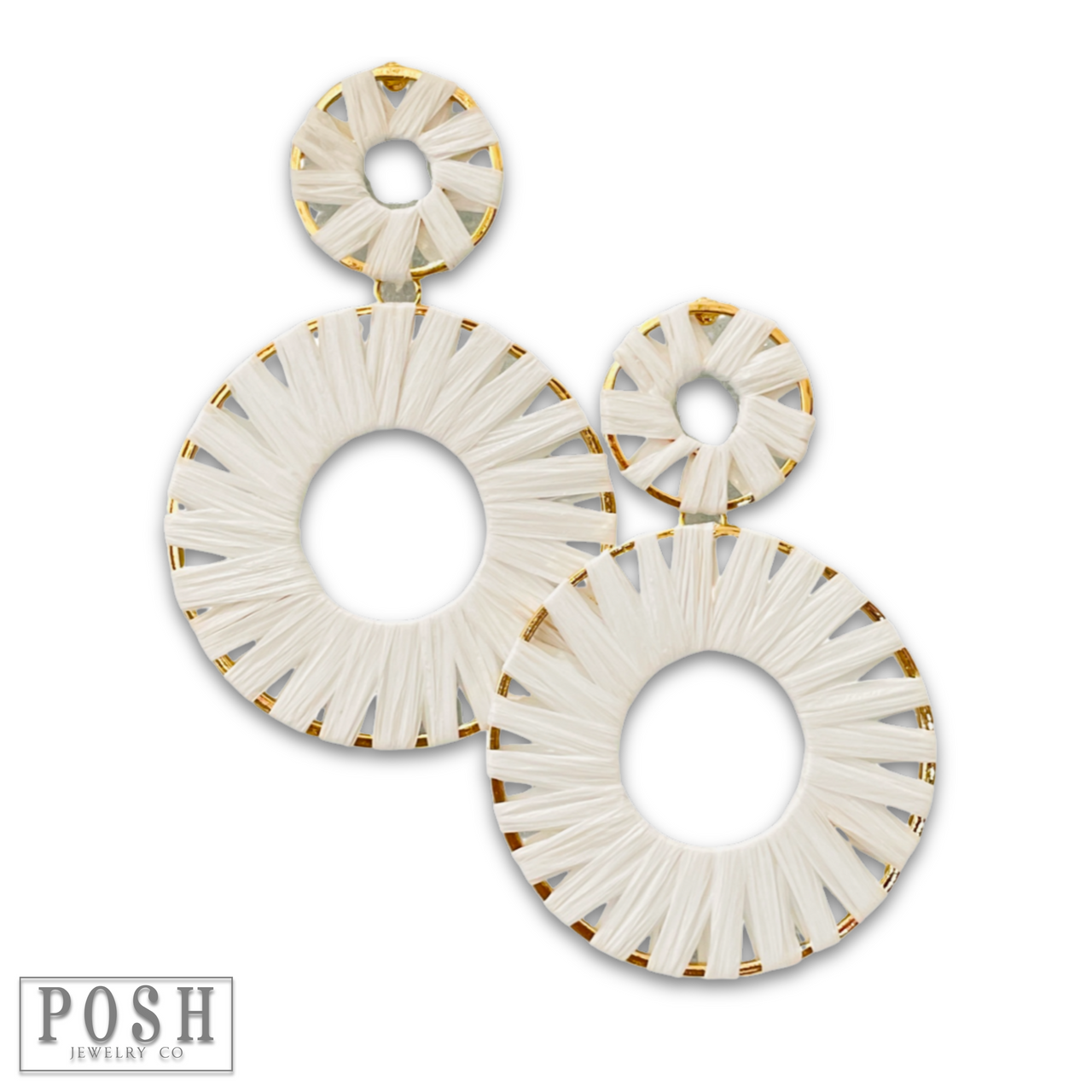 Raffia wrapped circle earring