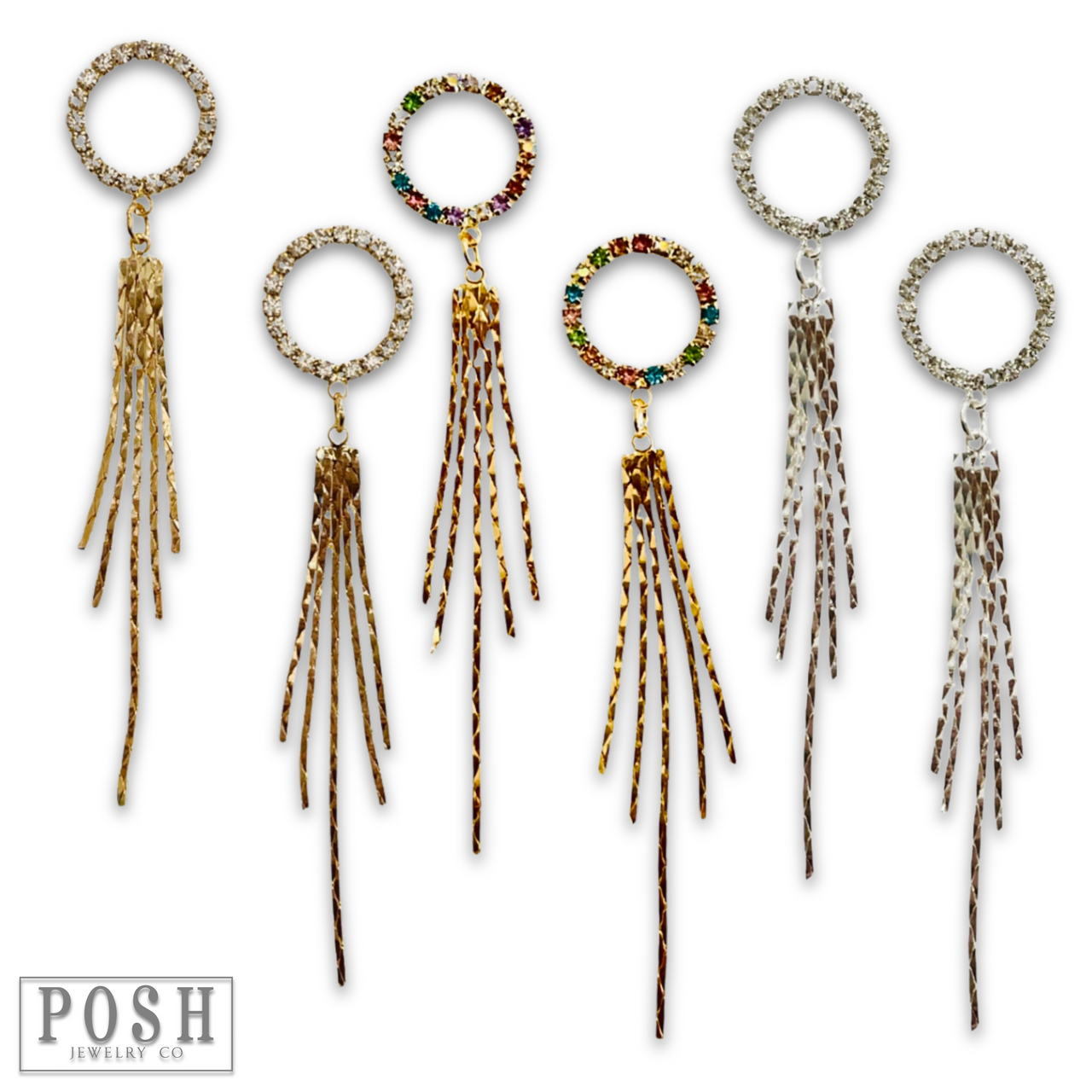 Rhinestone and fringe earring