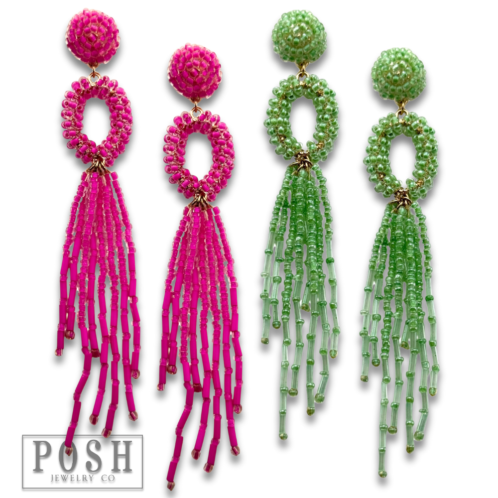 Bead fringe earring