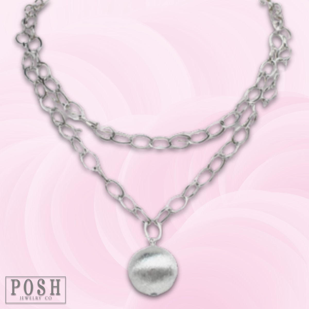 Double strand necklace with ball pendant