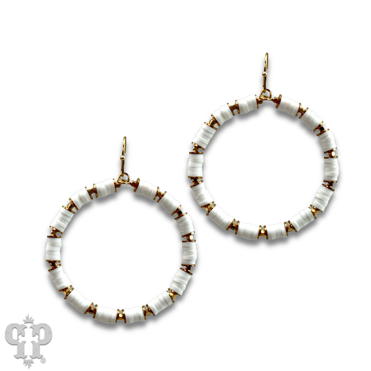 White rubber bead circle earring
