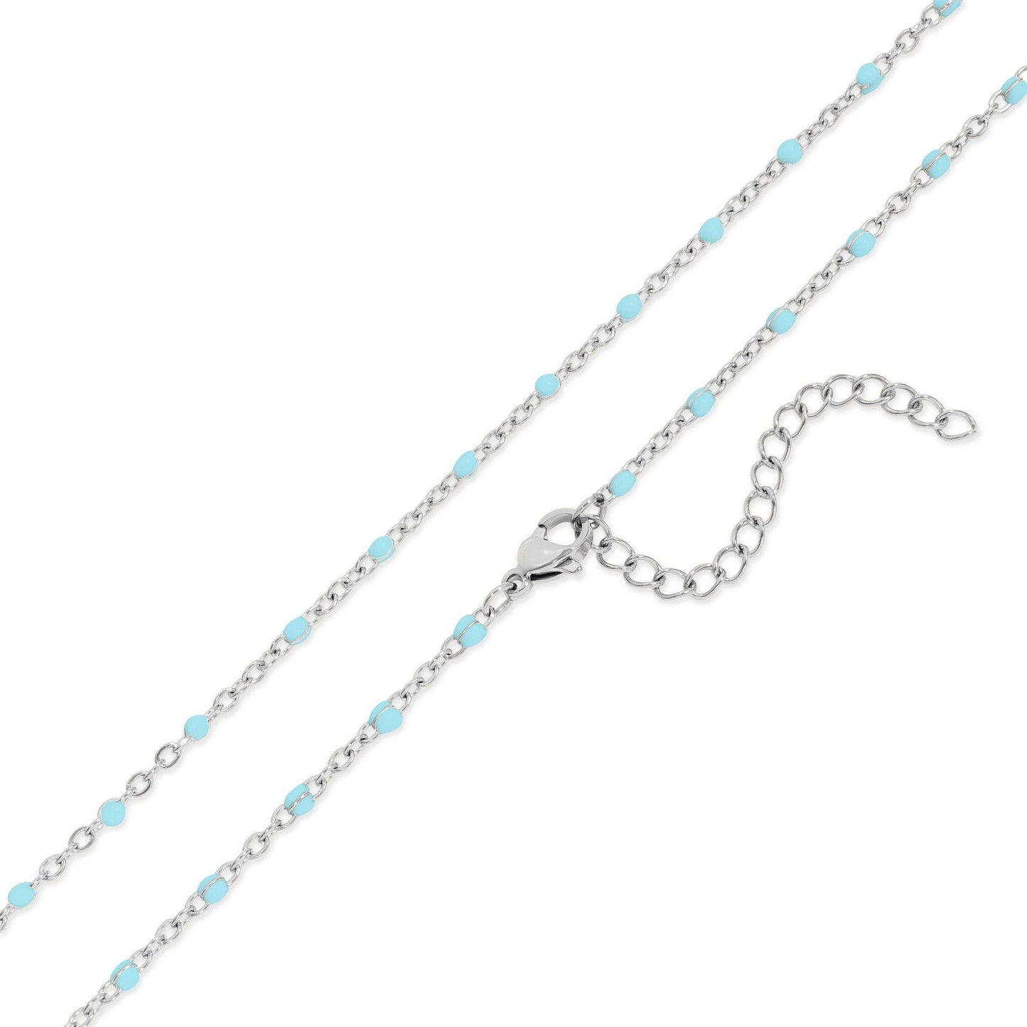 18K Gold Stainless Steel Turquoise Chain Necklace: Gold / 16+2"