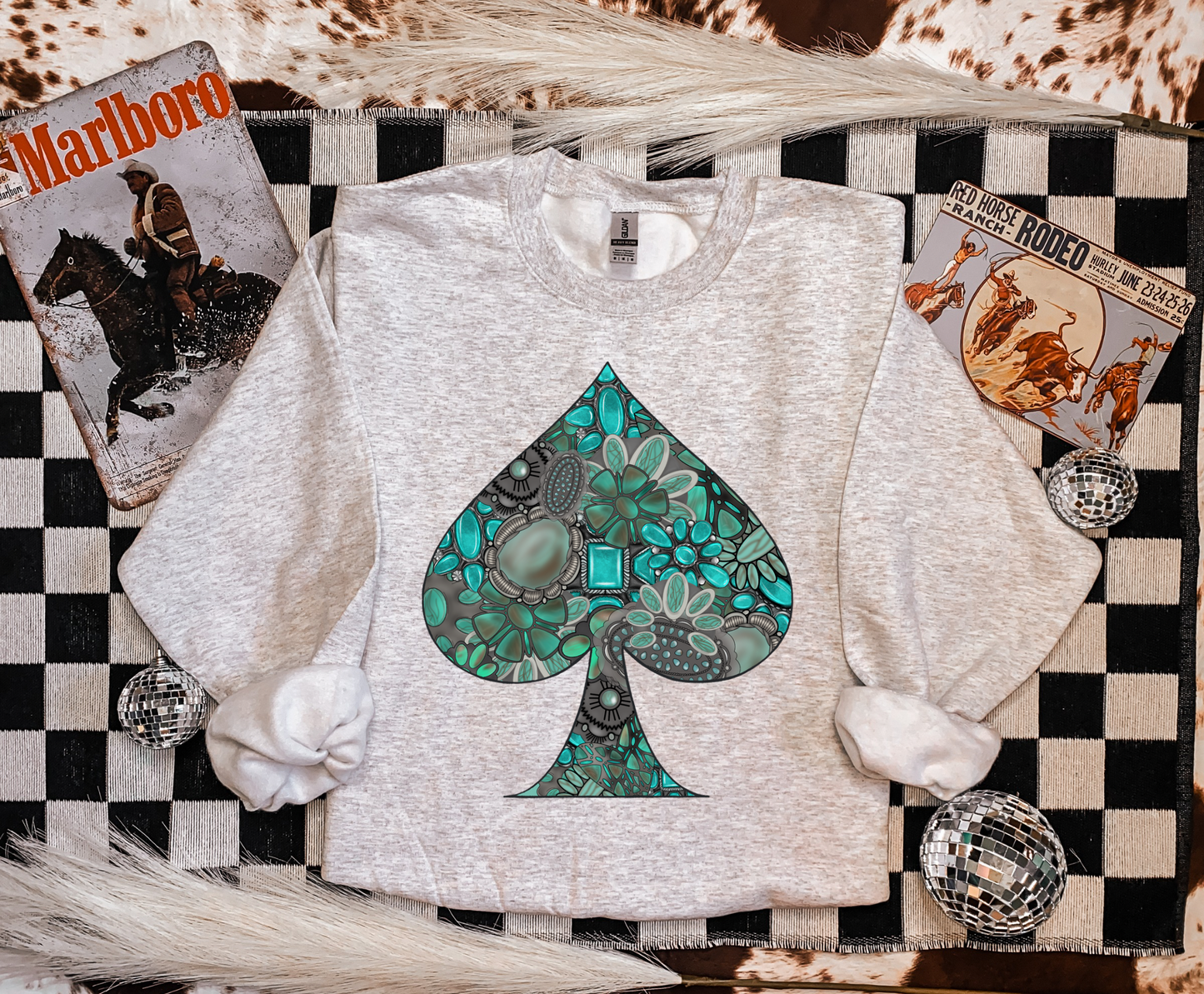 Turquoise Spade Crewneck