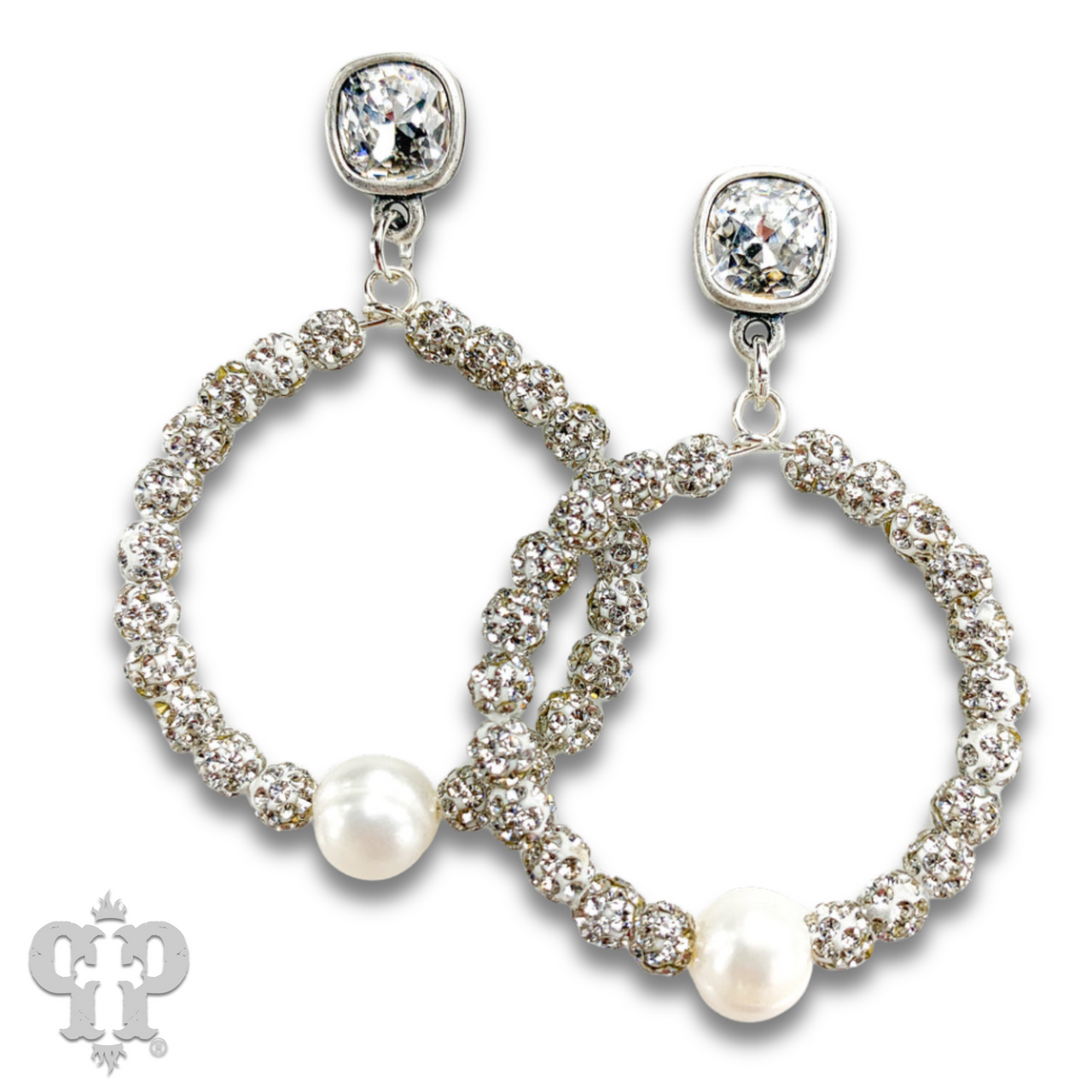 Pave rhinestone bead earring, Austrian crystal