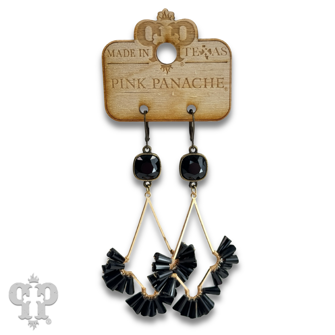 Teardrop earring with fluted beads and Austrian crystal