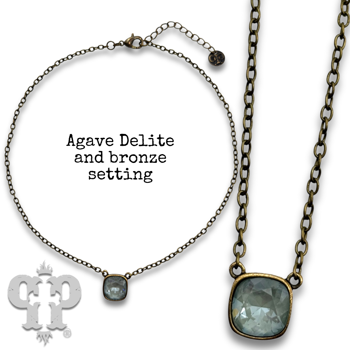 Austrian square crystal chain necklace, 12mm