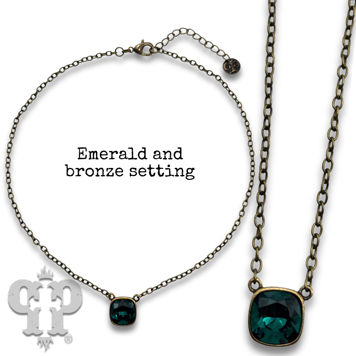 Austrian square crystal chain necklace, 12mm